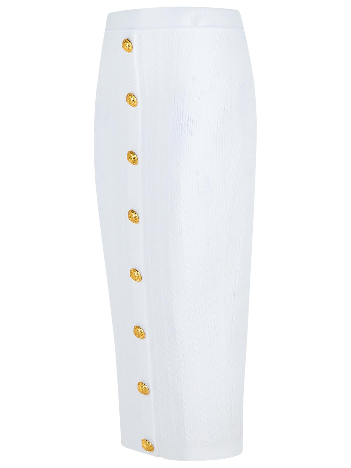 Balmain Long Skirt In White Viscose Blend Women BALMAIN