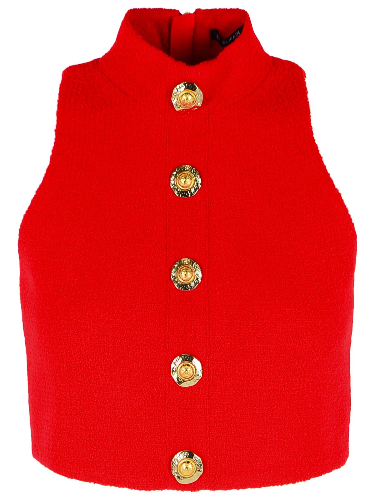 Balmain Red Virgin Wool Top Women BALMAIN