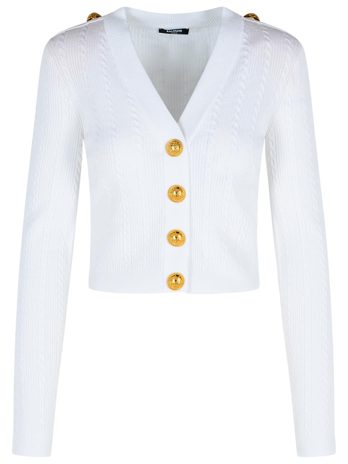 Balmain White Viscose Blend Cardigan Women BALMAIN