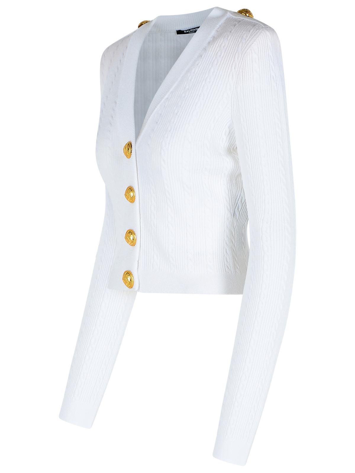 Balmain White Viscose Blend Cardigan Women BALMAIN