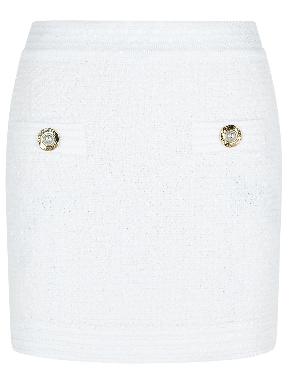 Balmain White Cotton Blend Miniskirt Women BALMAIN