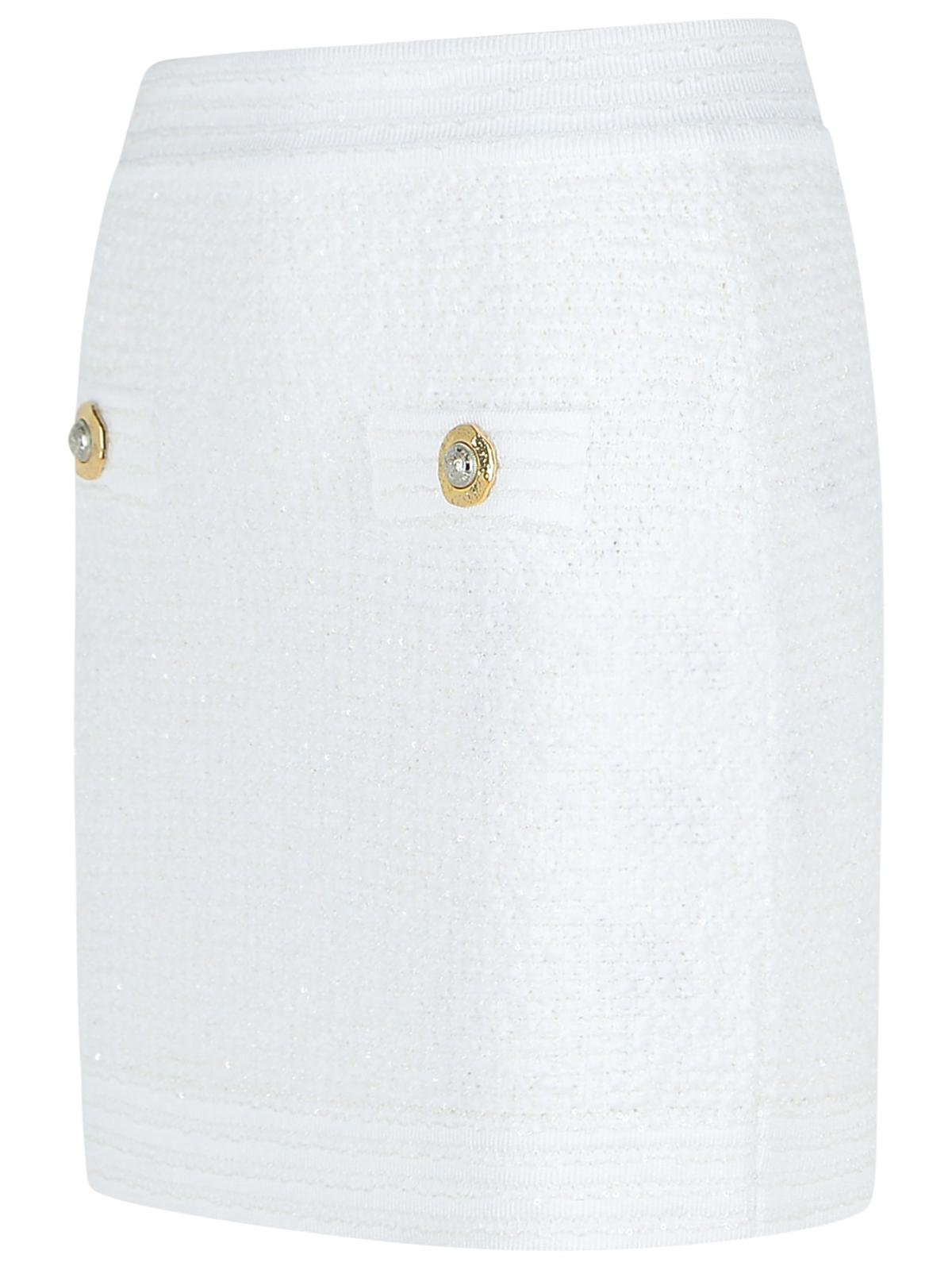 Balmain White Cotton Blend Miniskirt Women BALMAIN