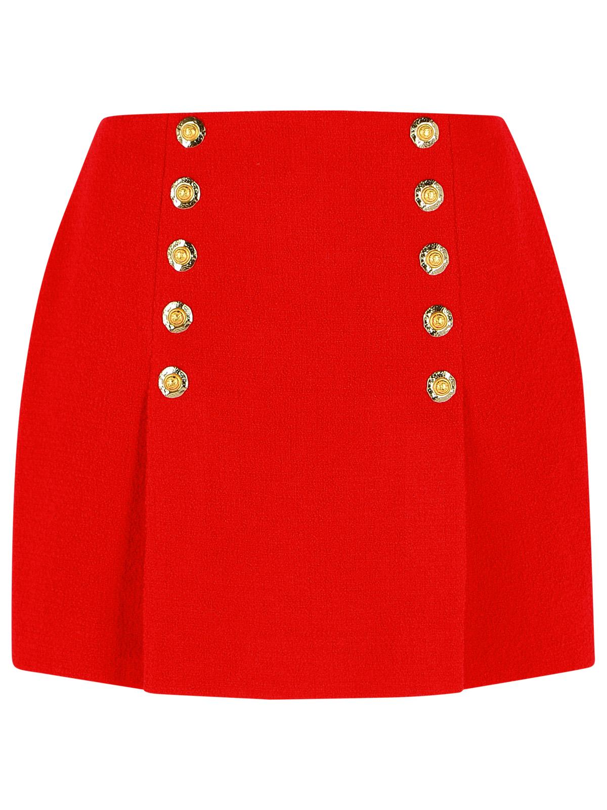 Balmain Short Skirt In Red Virgin Wool Women BALMAIN