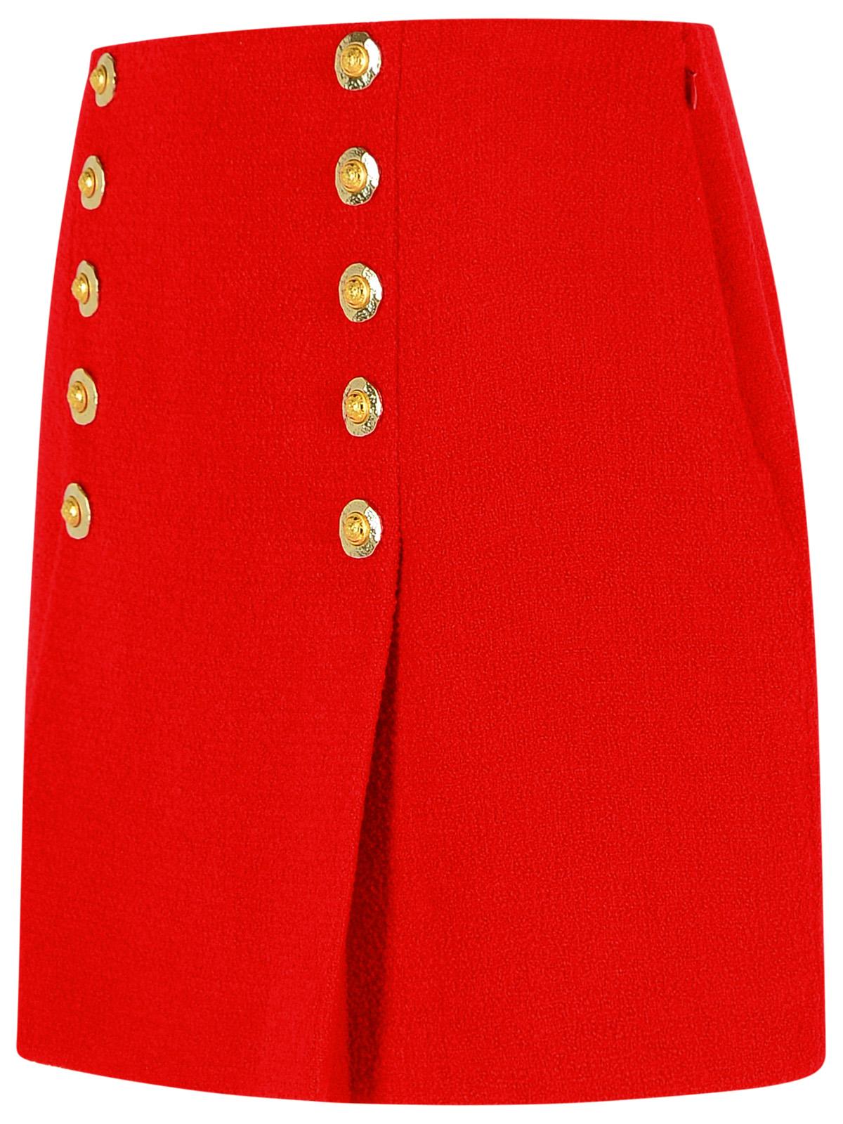 Balmain Short Skirt In Red Virgin Wool Women BALMAIN
