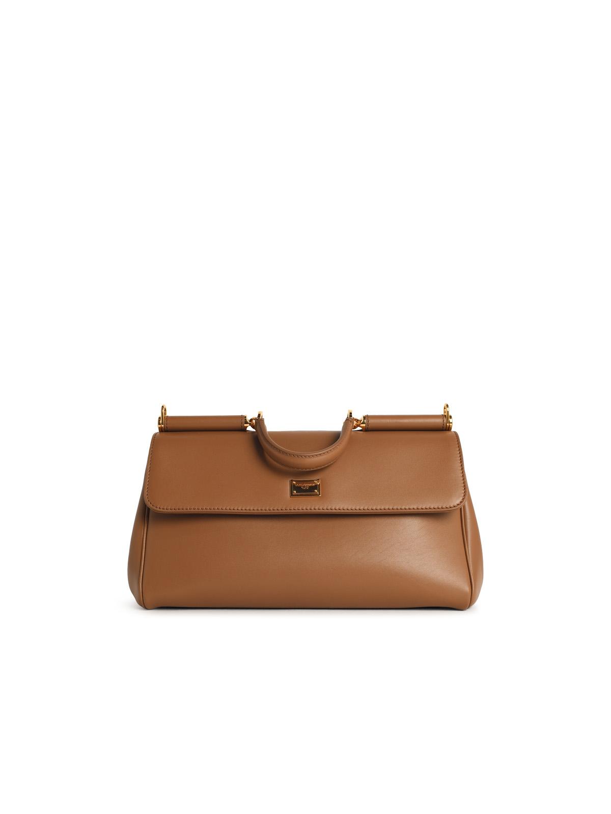 Dolce & Gabbana 'My Sicily' Calf Leather 'Plongé' Caramel Handbag Women DOLCE & GABBANA