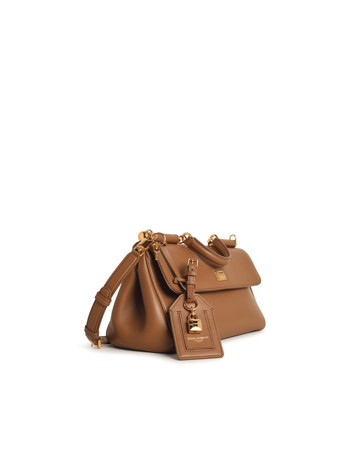 Dolce & Gabbana 'My Sicily' Calf Leather 'Plongé' Caramel Handbag Women DOLCE & GABBANA