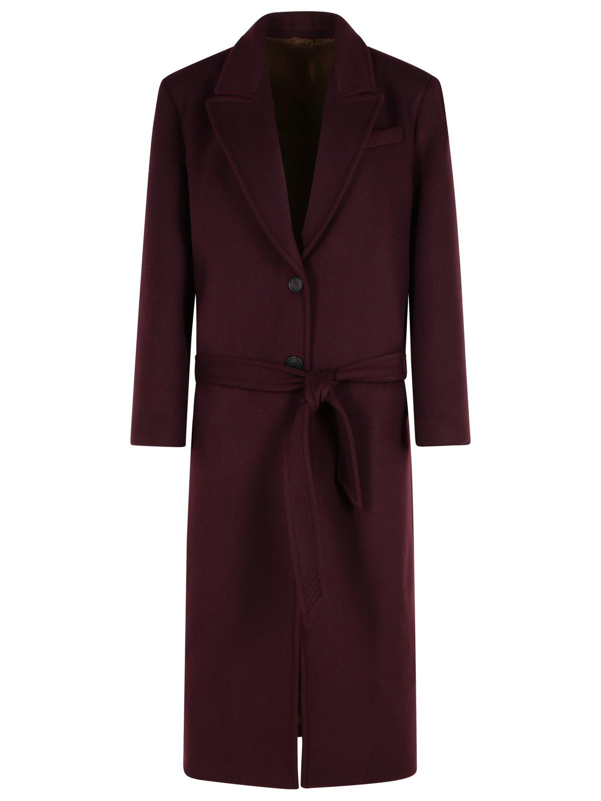 The Attico Burgundy Virgin Wool Blend Long Coat Women THE ATTICO