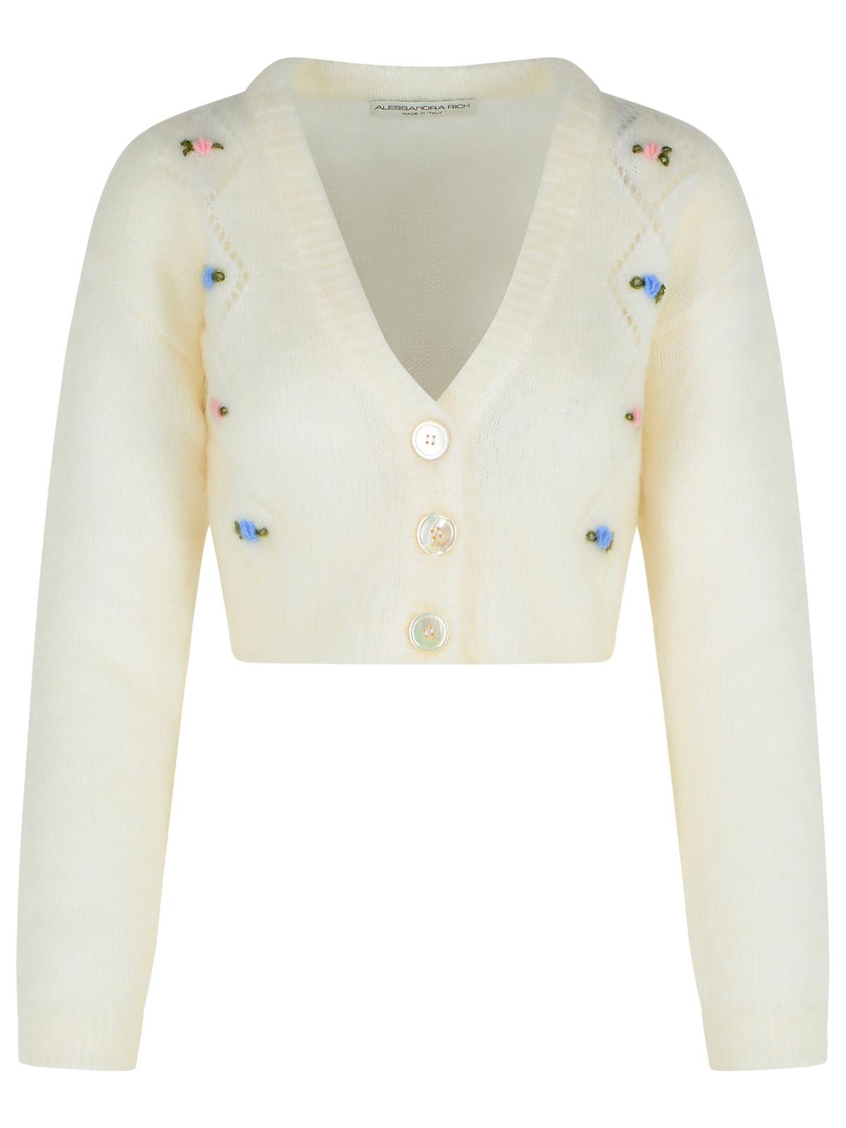 Alessandra Rich Ivory Mohair Blend Cardigan Women ALESSANDRA RICH