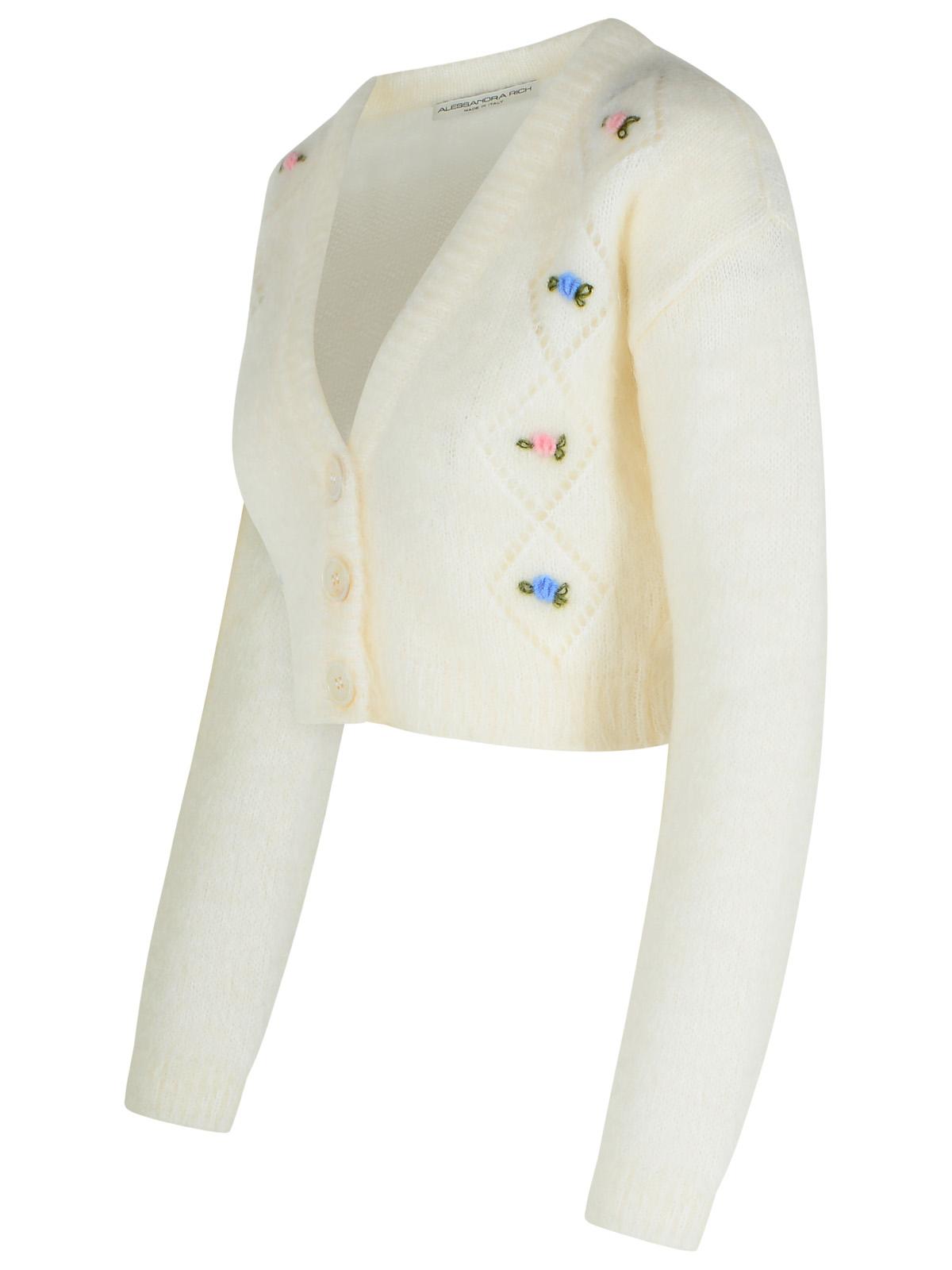 Alessandra Rich Ivory Mohair Blend Cardigan Women ALESSANDRA RICH