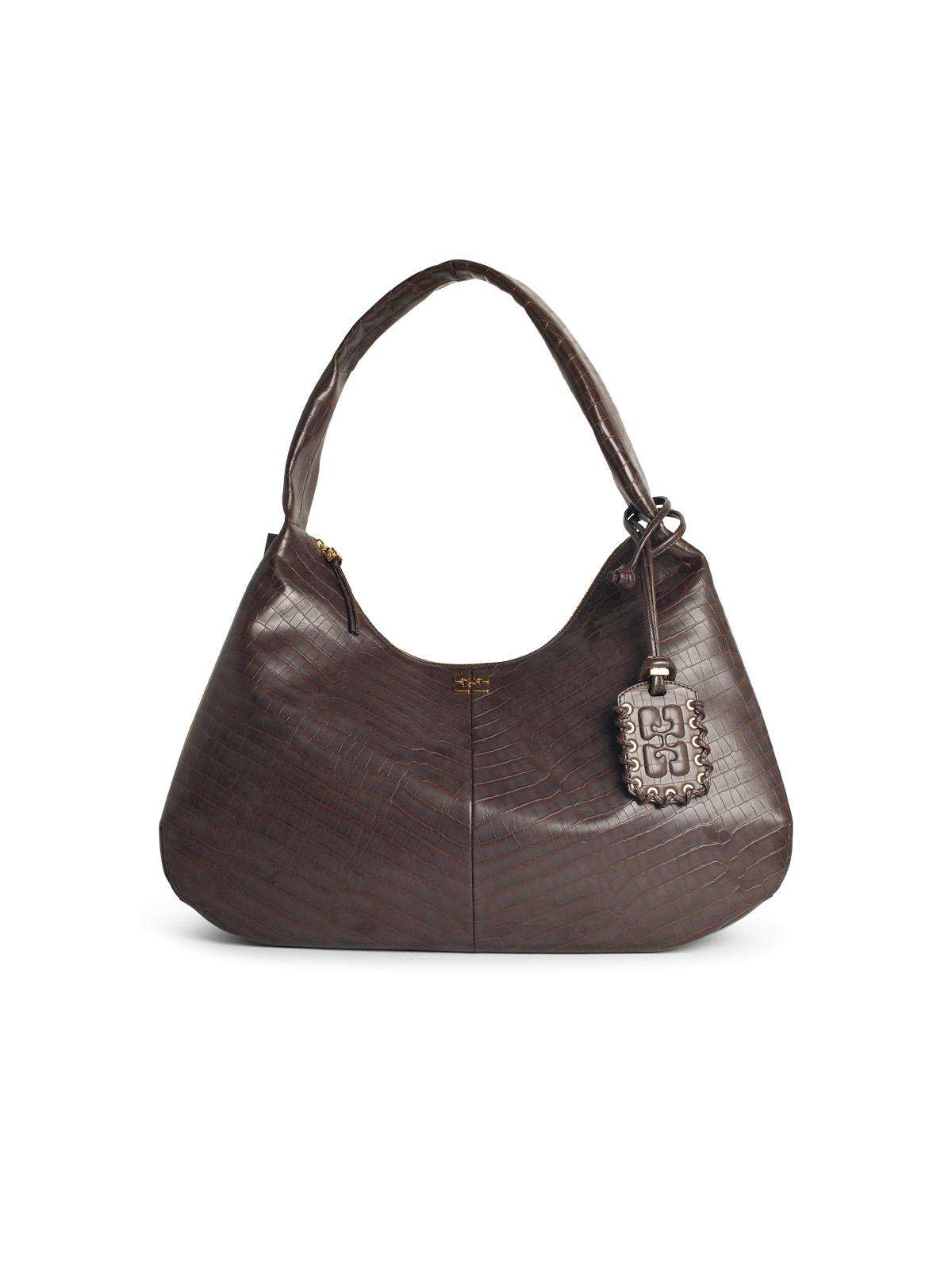 Ganni 'Bou Croco Xxl' Brown Recycled Leather Blend Bag Women GANNI