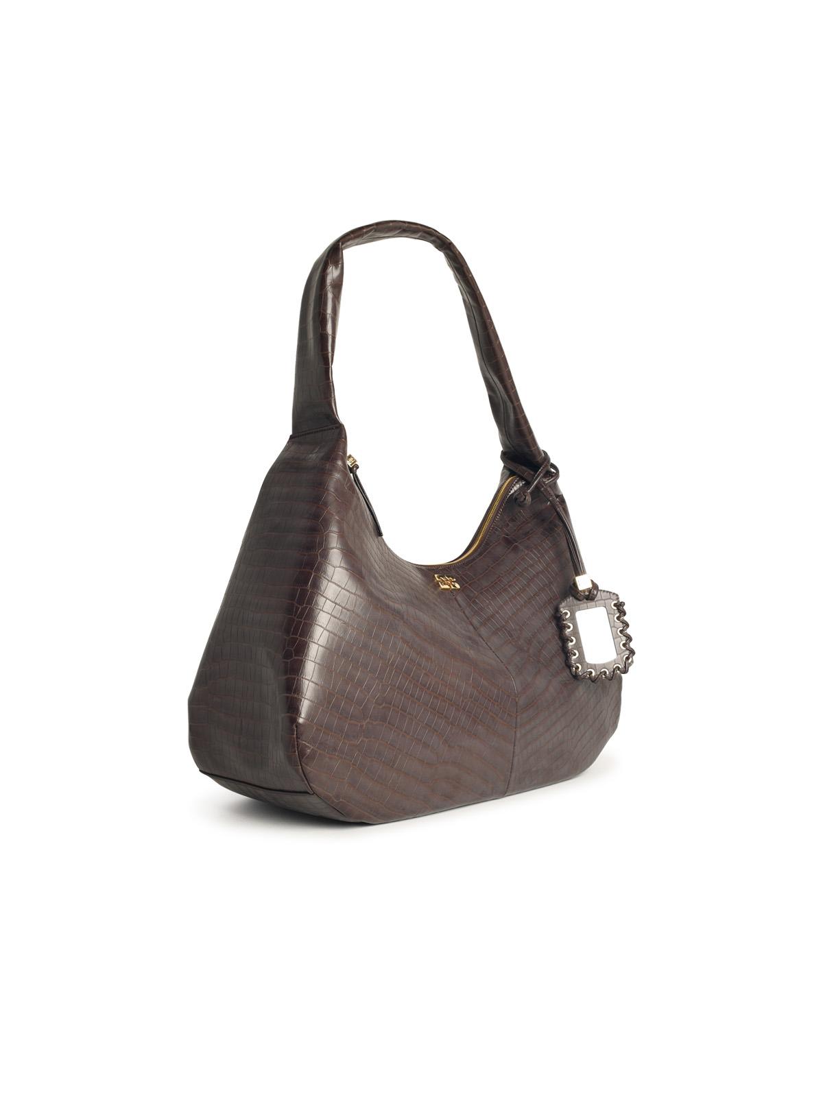 Ganni 'Bou Croco Xxl' Brown Recycled Leather Blend Bag Women GANNI
