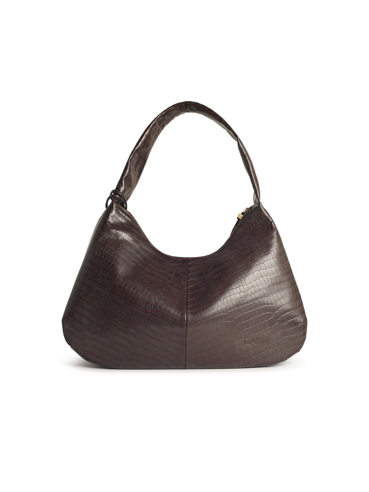 Ganni 'Bou Croco Xxl' Brown Recycled Leather Blend Bag Women GANNI