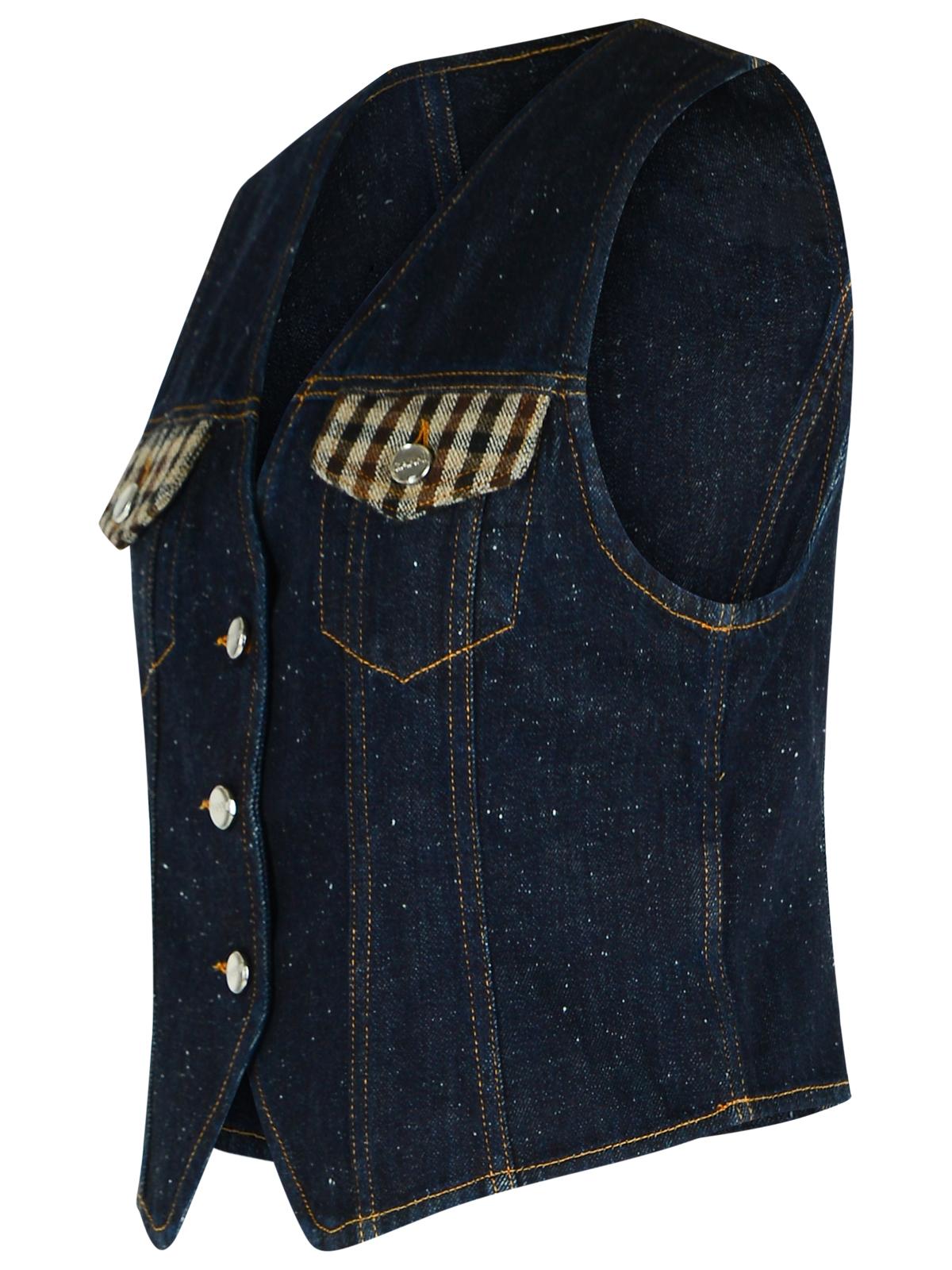 Ganni Blue Cotton Vest Women