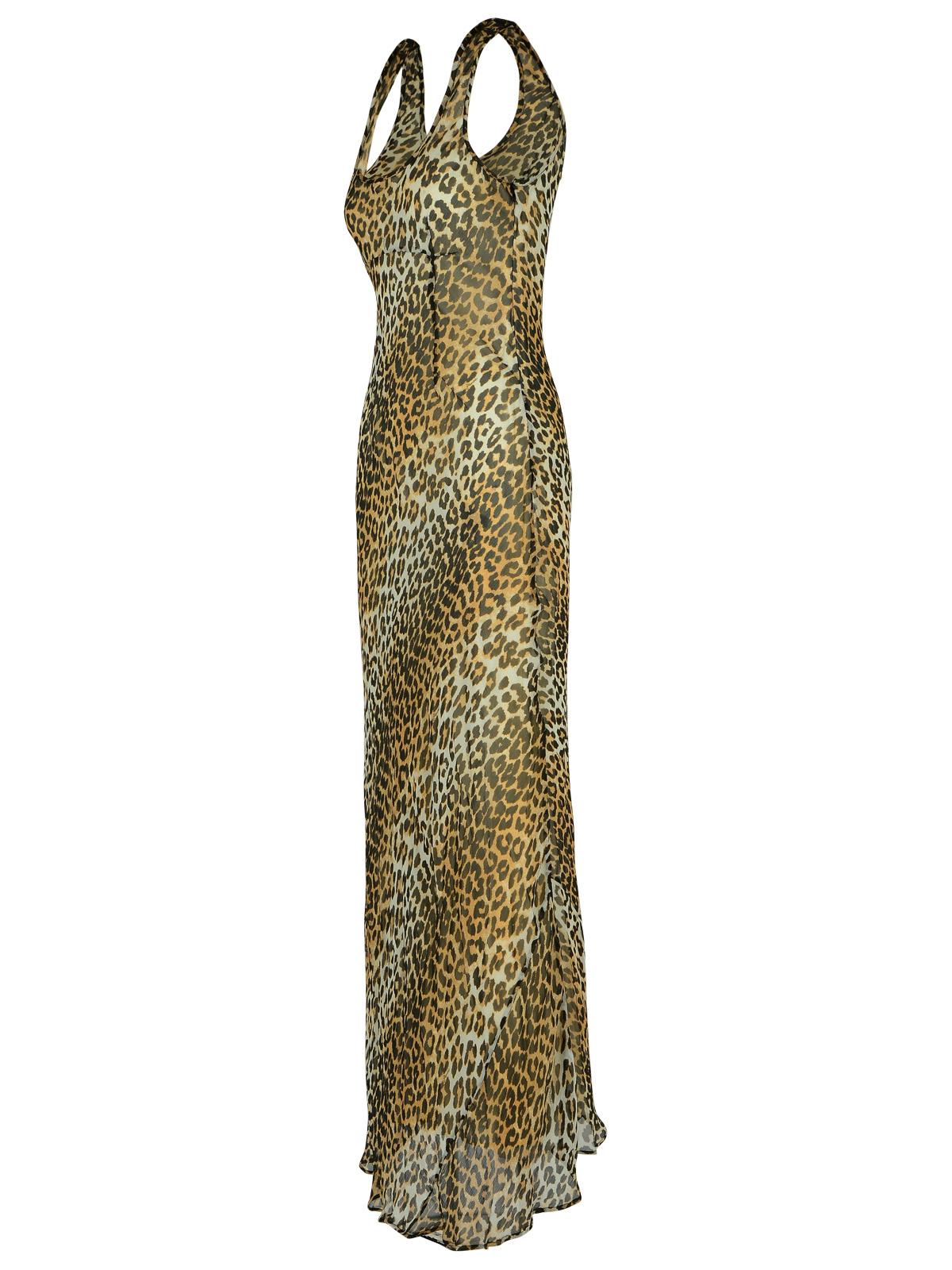 Ganni Leopard Print Viscose Long Dress Women GANNI