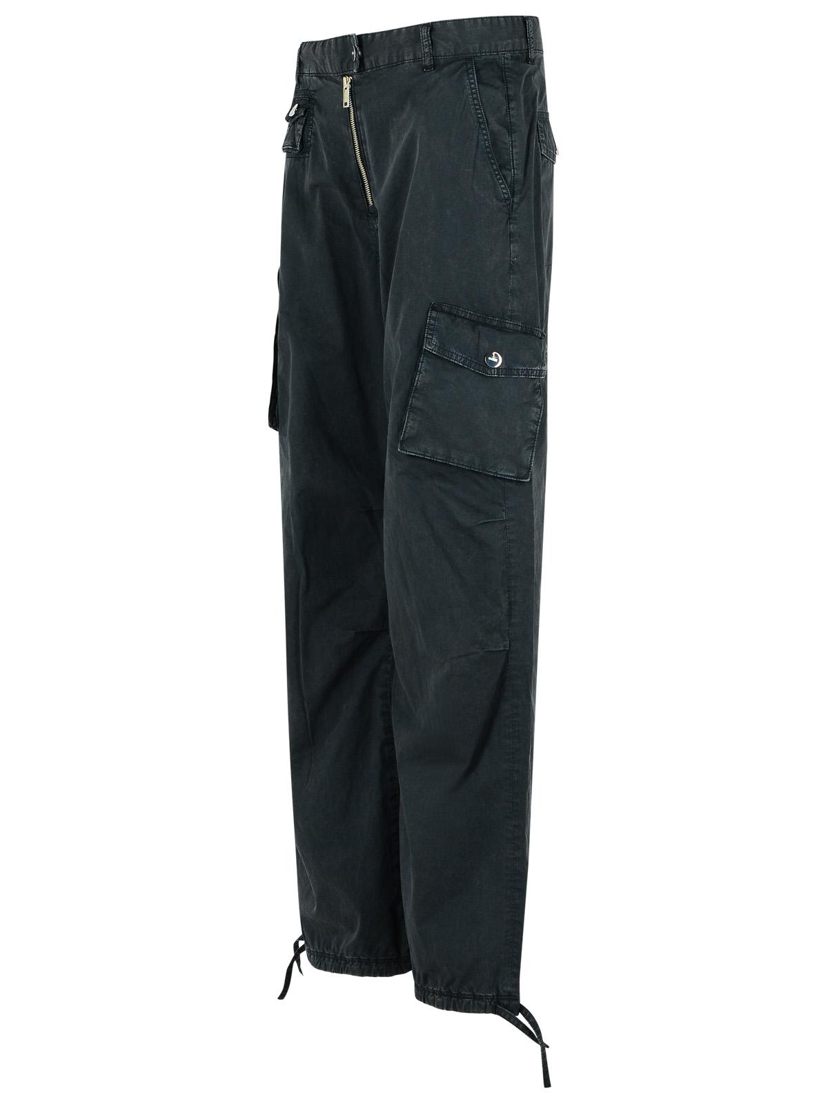 Ganni 'Cargo' Black Washed Cotton Twill Pants Women