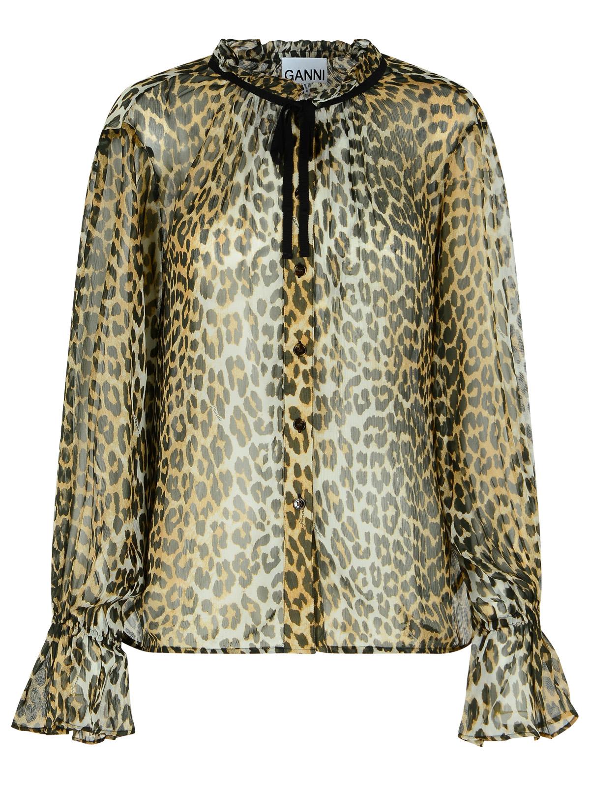 Ganni Leopard Print Viscose Shirt Women GANNI