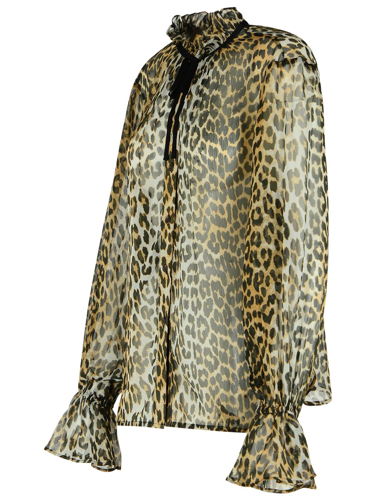 Ganni Leopard Print Viscose Shirt Women GANNI