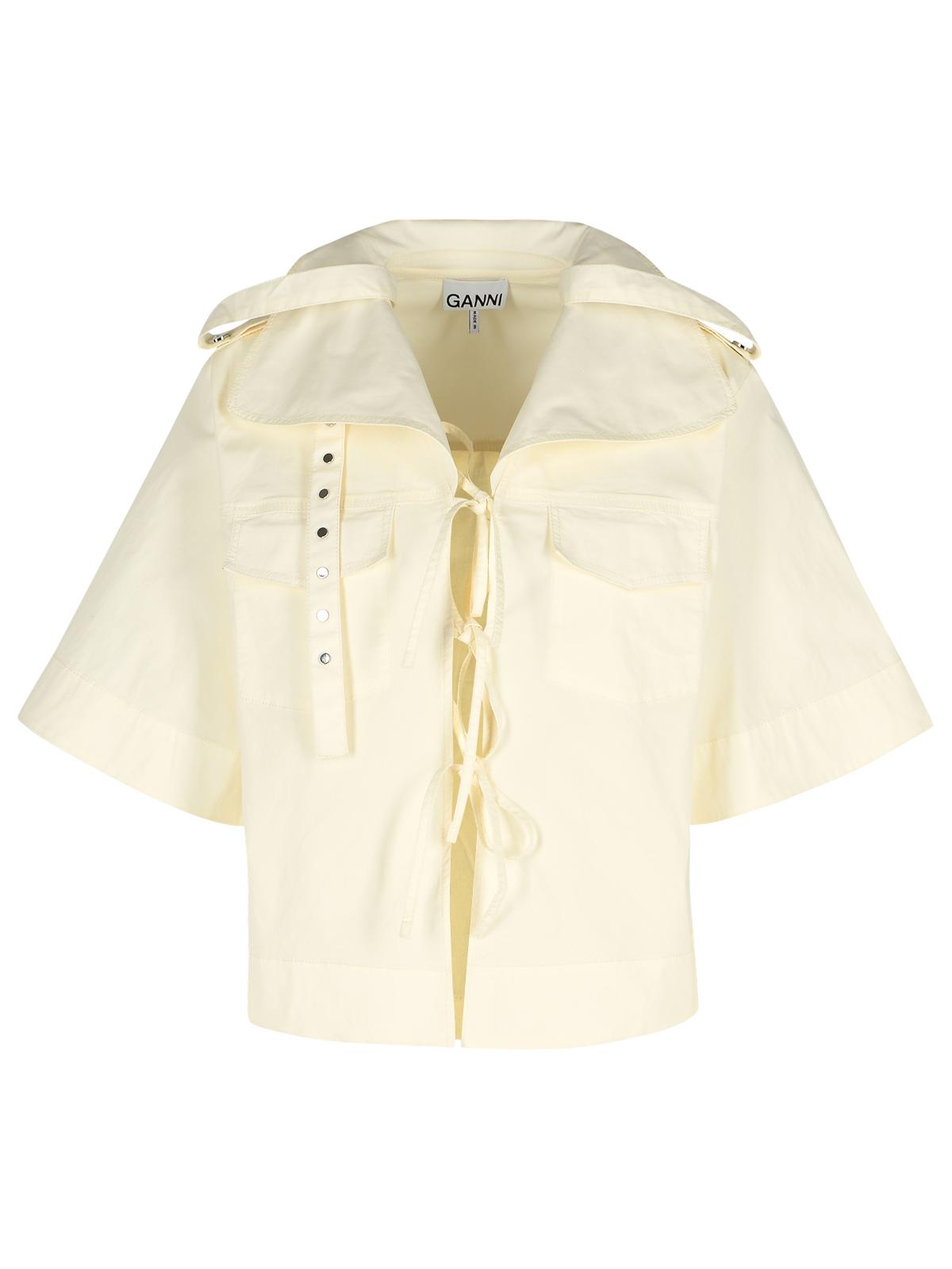 Ganni Off-White Stretch Cotton Blouse Women