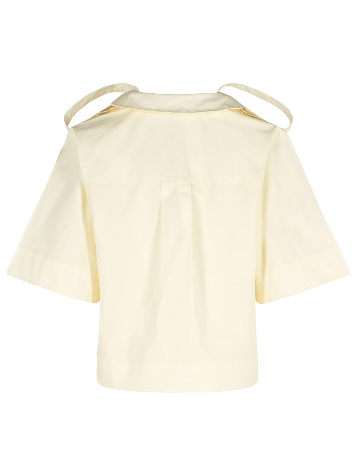 Ganni Off-White Stretch Cotton Blouse Women
