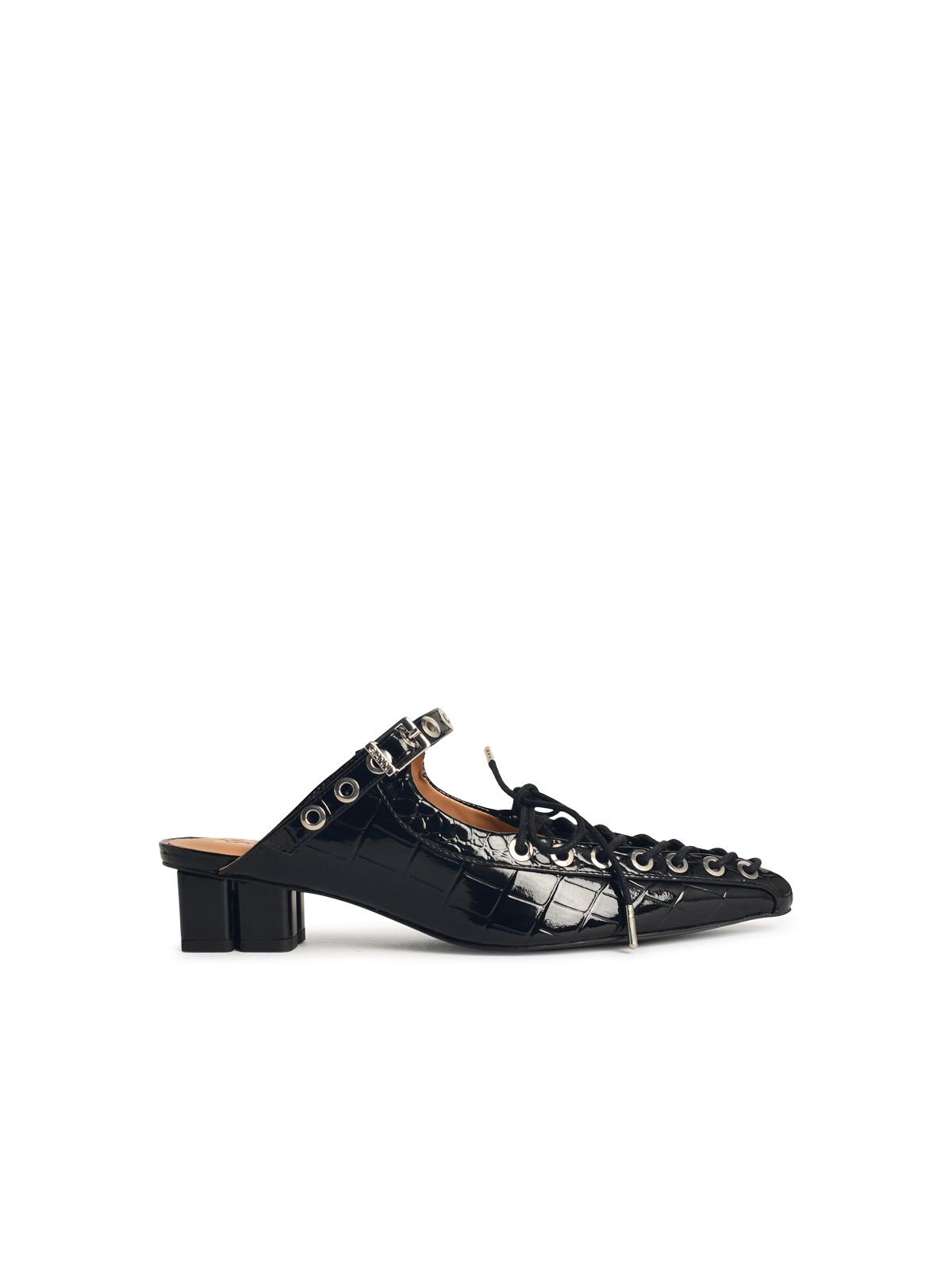 Ganni Mules With Laces In Black 'Oleatex' Women GANNI