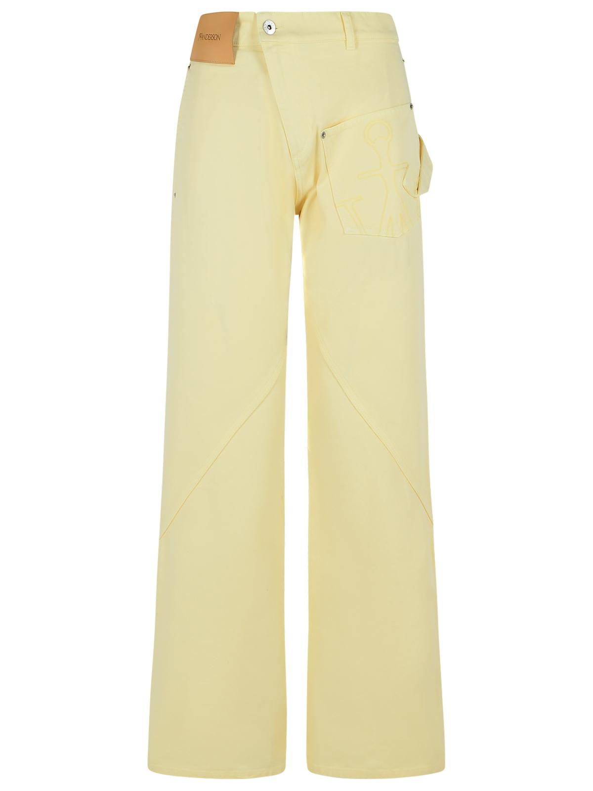 Jw Anderson Workwear' Cotton Pants With Yellow Twisted Leg Women J.W. ANDERSON