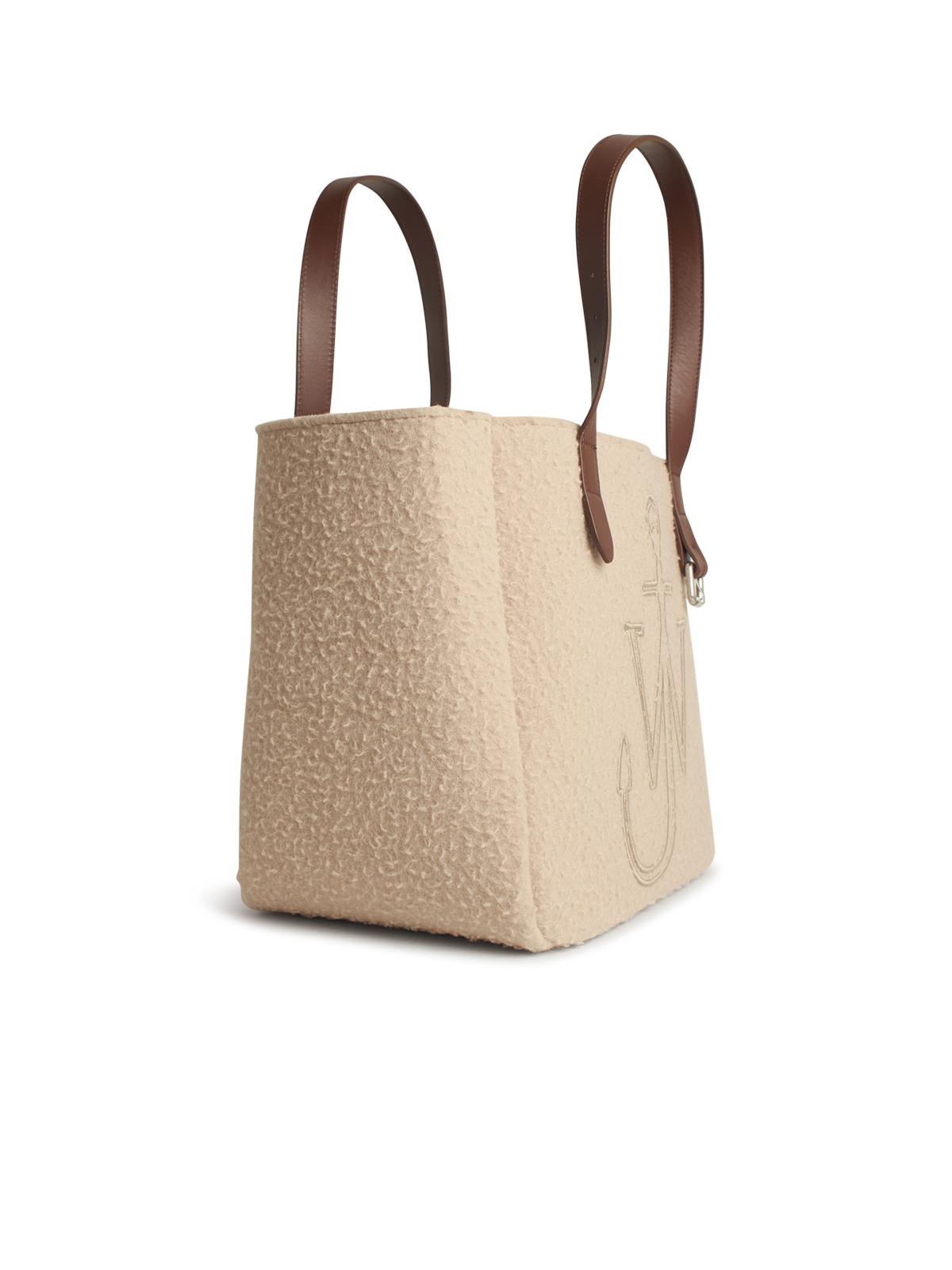 Jw Anderson Belt Tote Beige Boiled Wool Shoulder Bag Women J.W. ANDERSON
