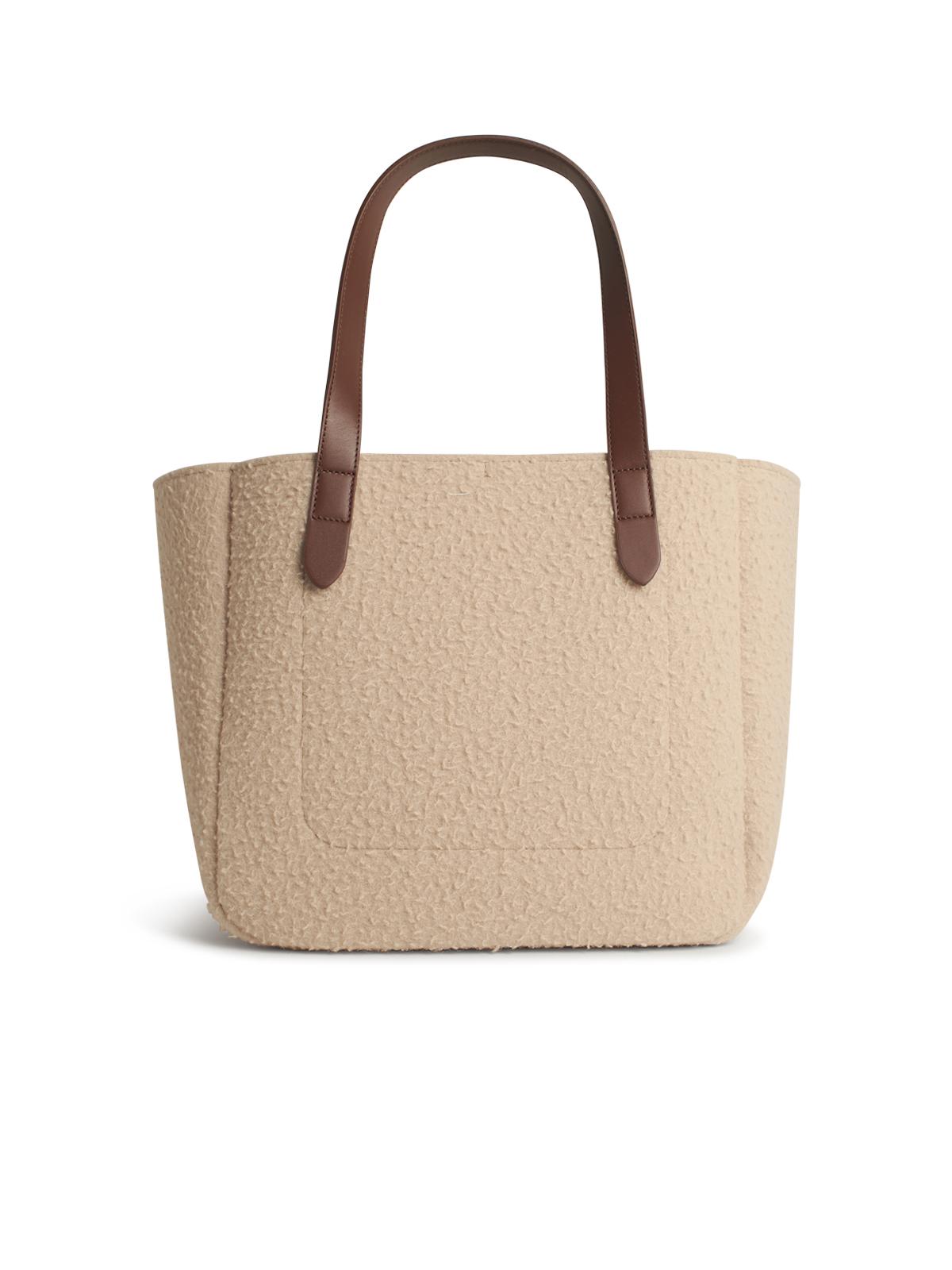 Jw Anderson Belt Tote Beige Boiled Wool Shoulder Bag Women J.W. ANDERSON