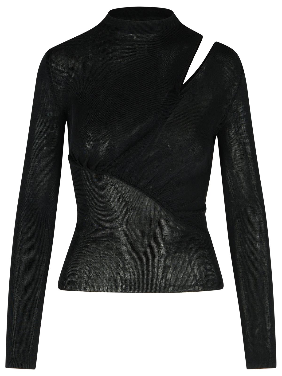 Self Portrait 'Cut Out' Black Viscose Top Women SELF-PORTRAIT