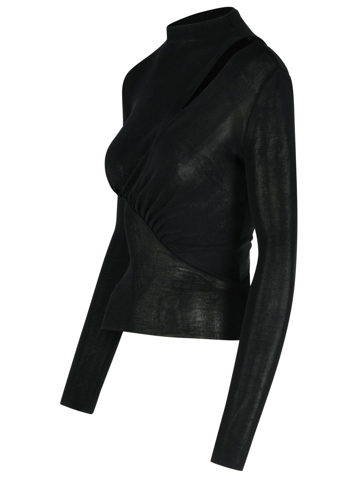 Self Portrait 'Cut Out' Black Viscose Top Women SELF-PORTRAIT