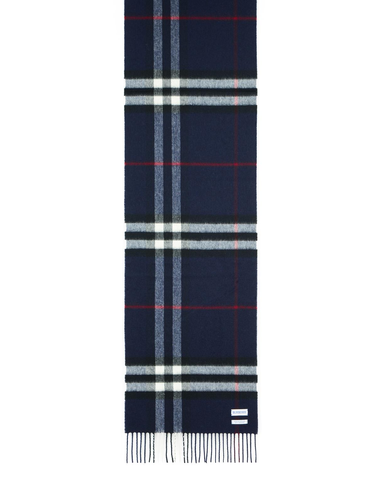Burberry 'Mu Giant Check' Navy Cashmere Scarf Men BURBERRY