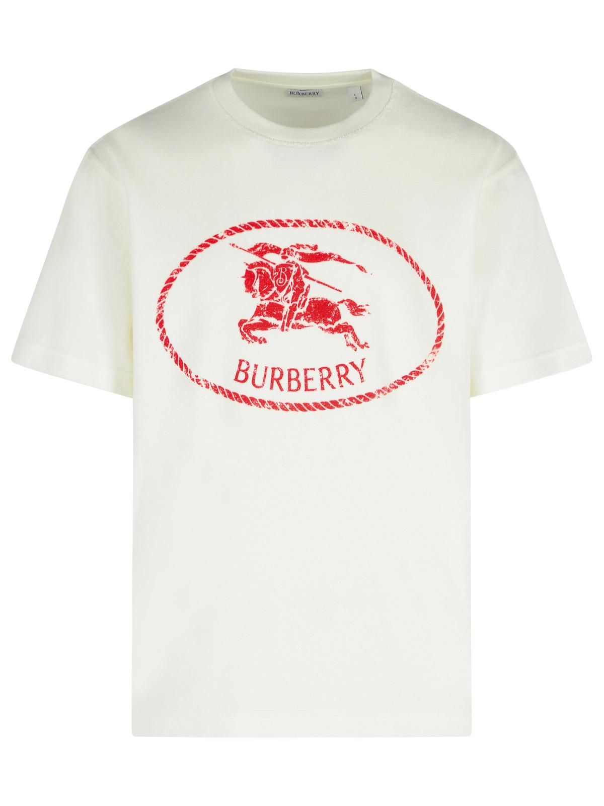 Burberry White Cotton Blend T-Shirt Men BURBERRY