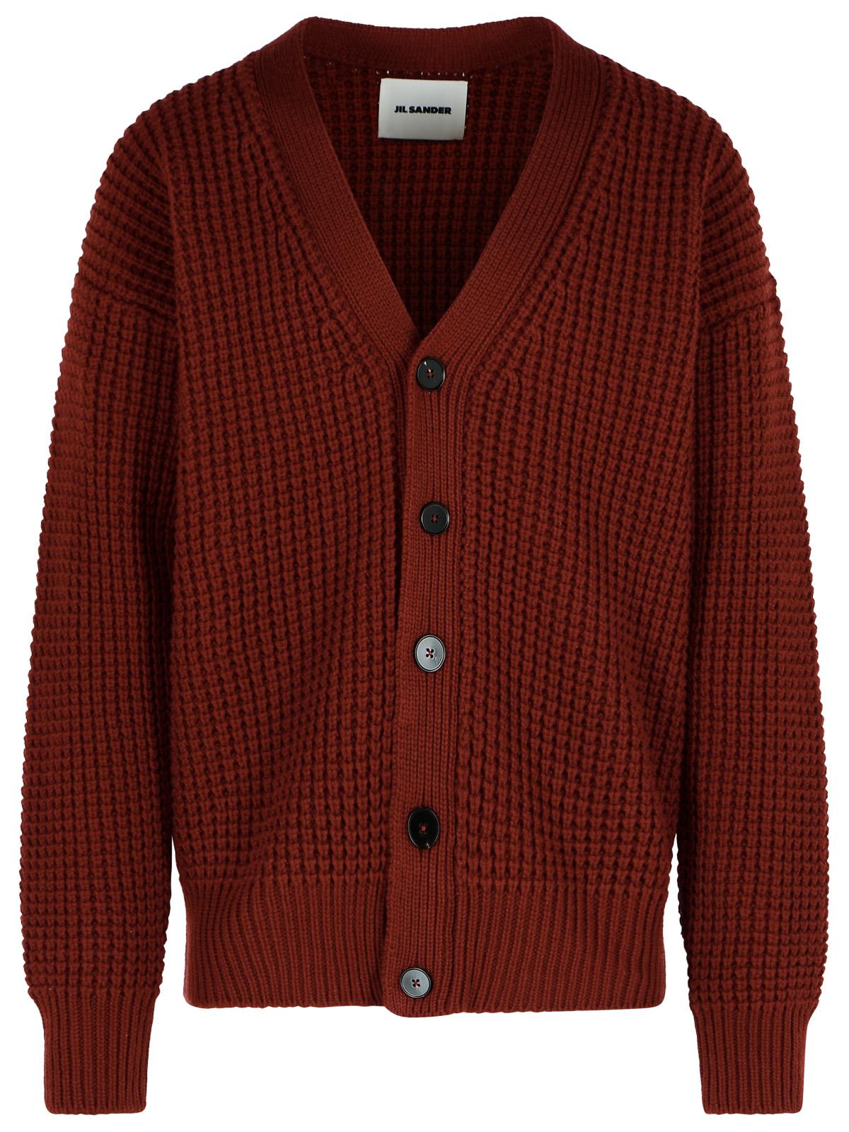 Jil Sander Burgundy Virgin Wool Cardigan Men JIL SANDER