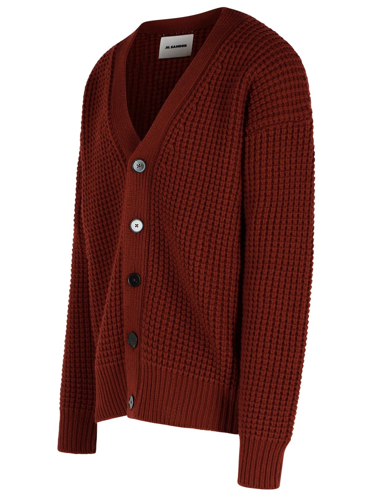 Jil Sander Burgundy Virgin Wool Cardigan Men JIL SANDER