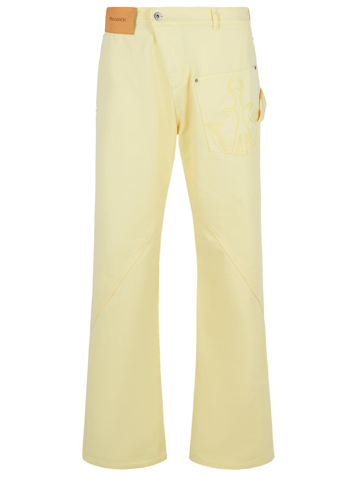 Jw Anderson Workwear' Cotton Pants With Yellow Twisted Leg Men J.W. ANDERSON