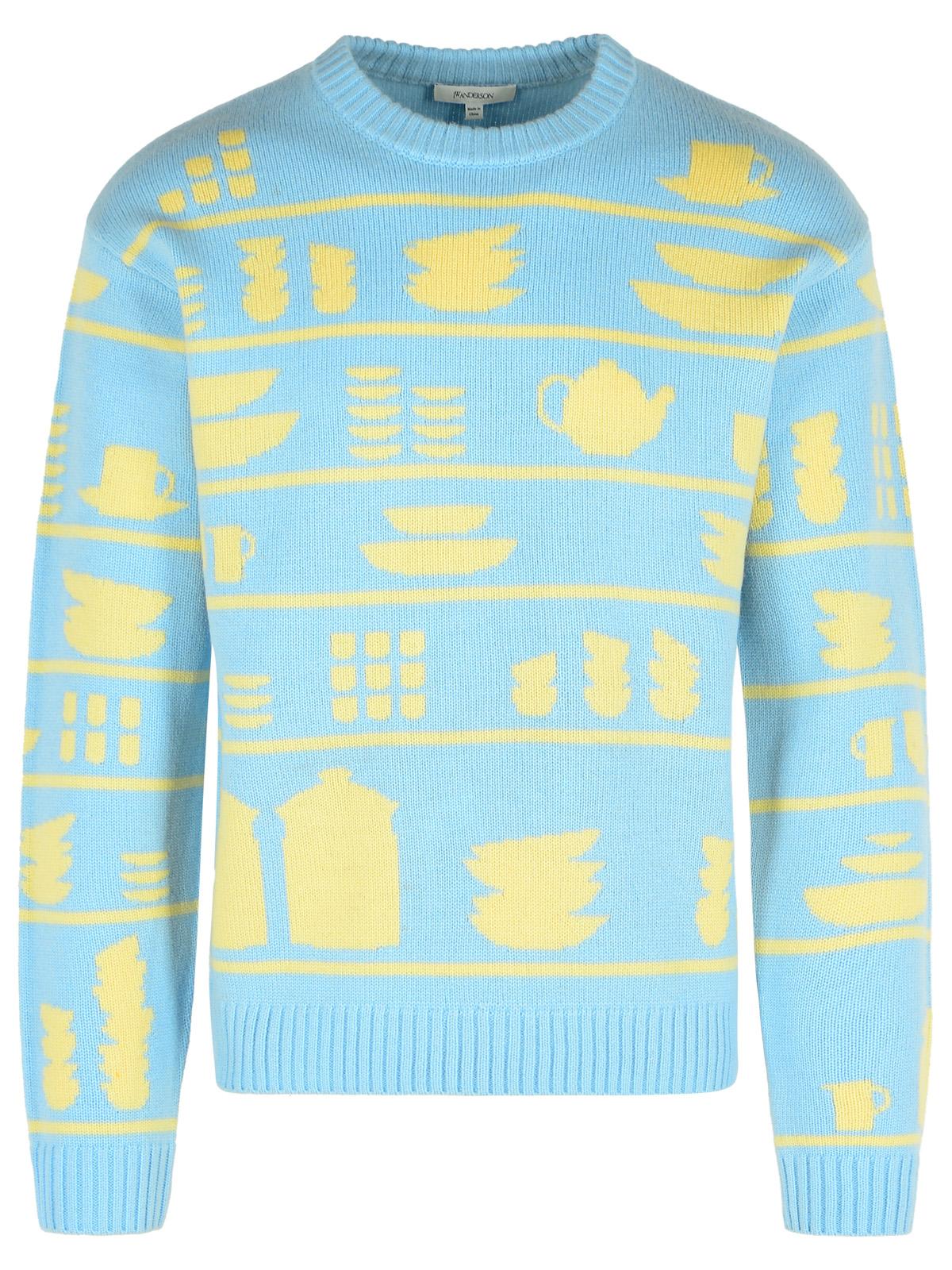 Jw Anderson Light Blue Wool Sweater Men J.W. ANDERSON