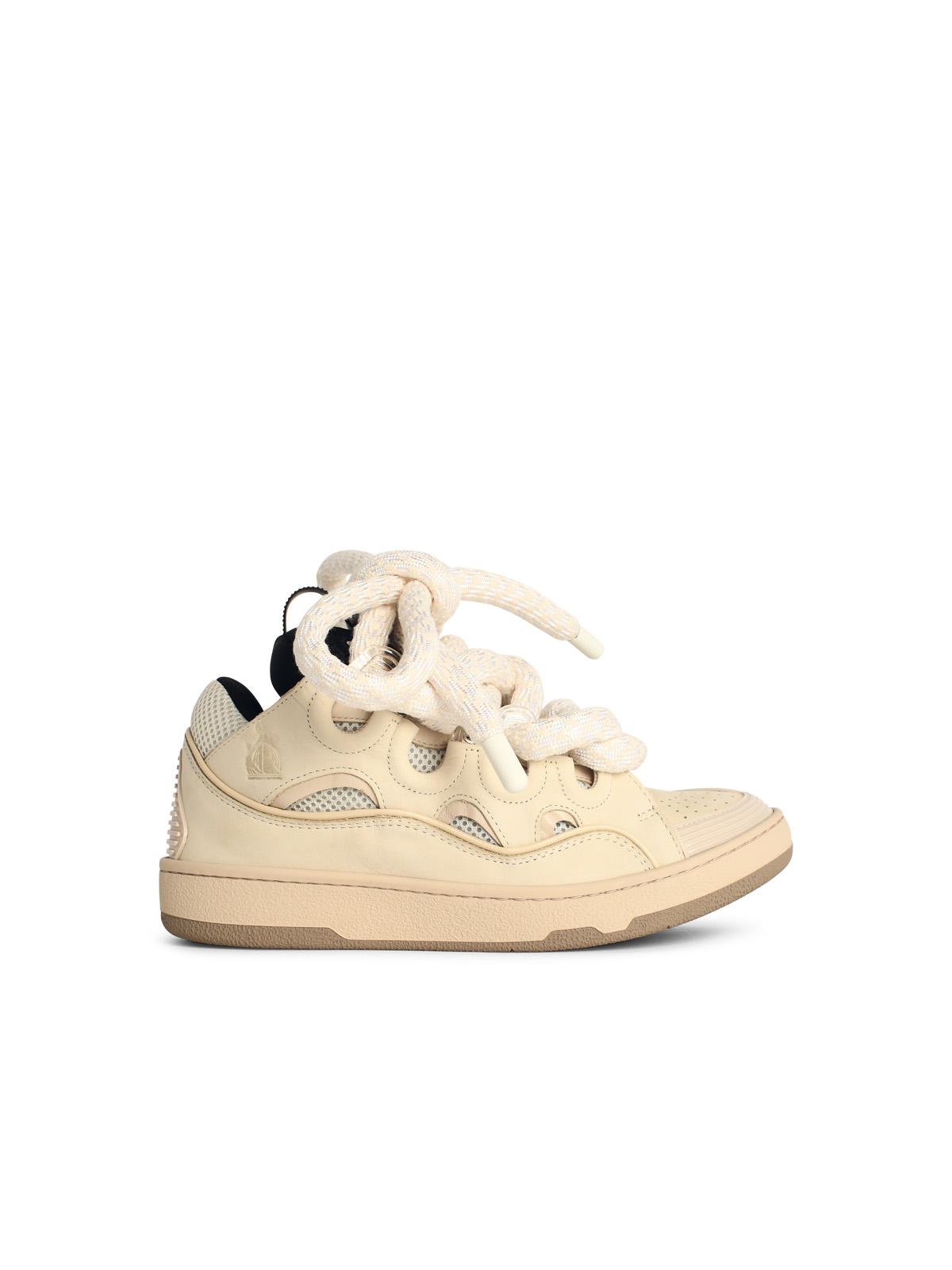 Lanvin 'Curb' Beige Leather Blend Sneakers Men LANVIN