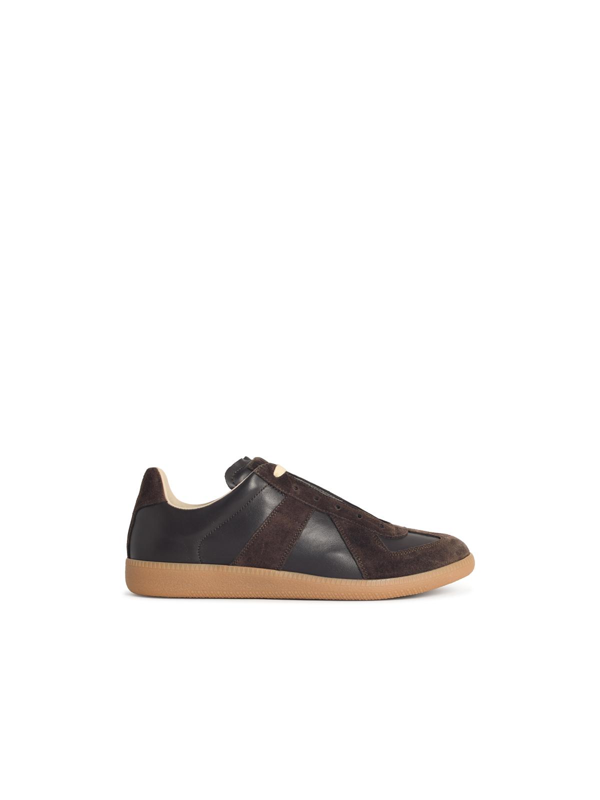 Maison Margiela 'Replica' Brown Leather Sneakers Men MAISON MARGIELA