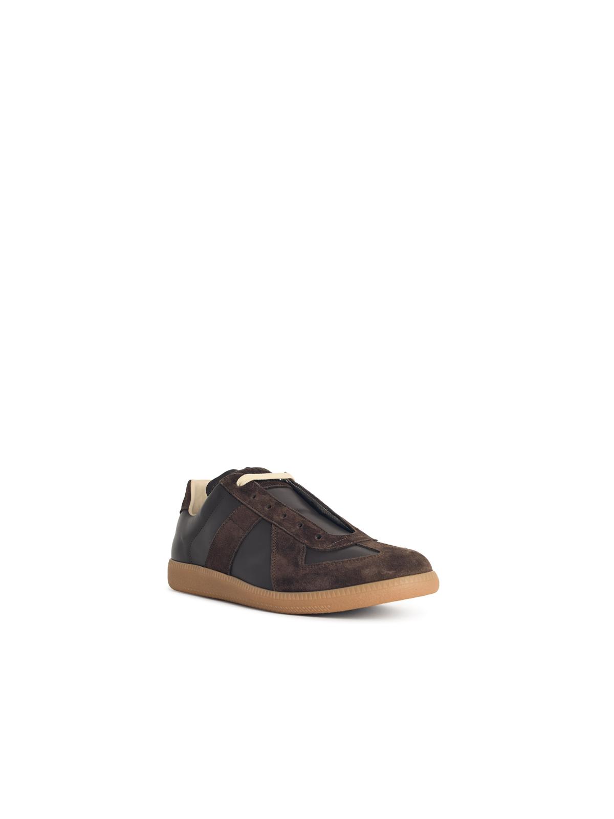 Maison Margiela 'Replica' Brown Leather Sneakers Men MAISON MARGIELA