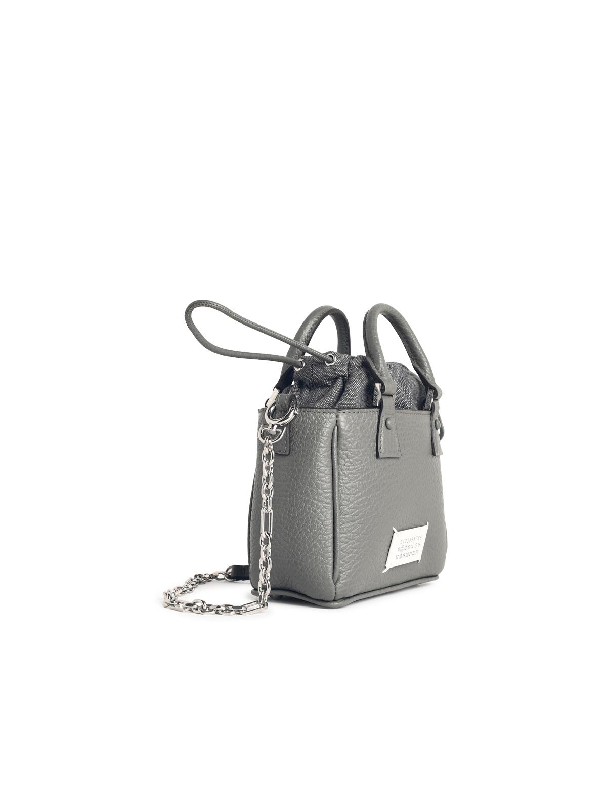 Maison Margiela '5Ac Tote Horizontal' Pebble Grey Leather Bag Women MAISON MARGIELA