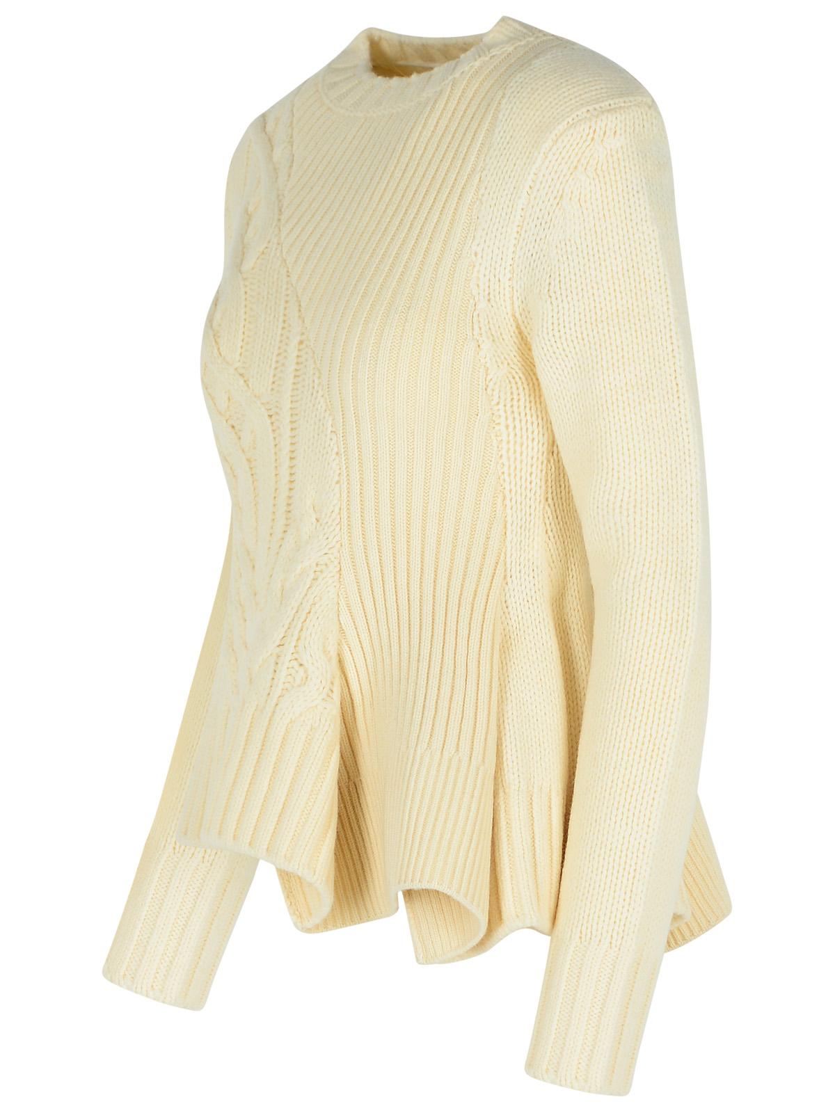 Sacai Ivory Wool Sweater Women SACAI