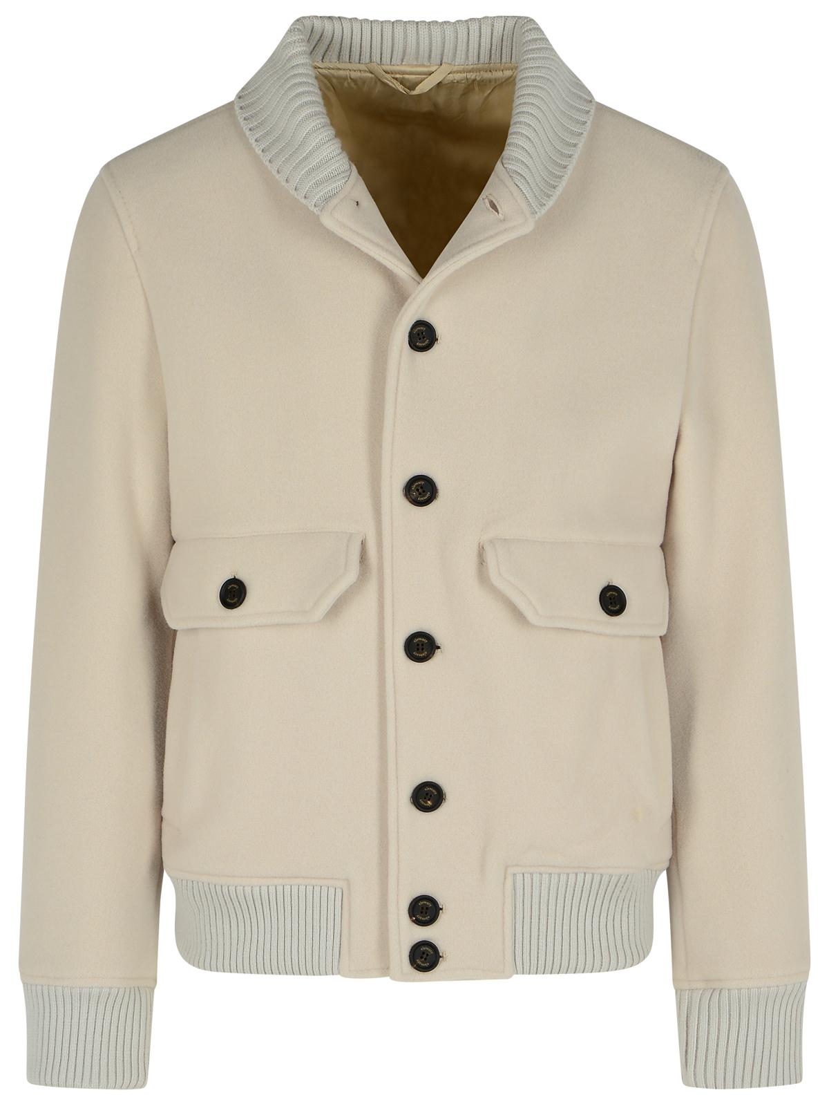 Eleventy Beige Wool Blend Bomber Jacket Men