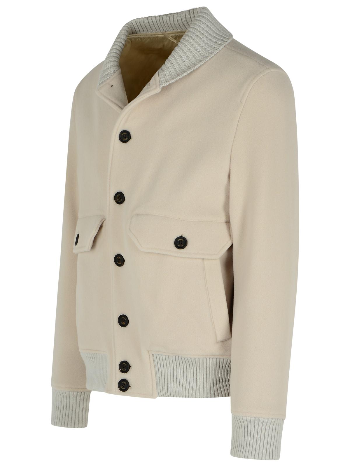 Eleventy Beige Wool Blend Bomber Jacket Men