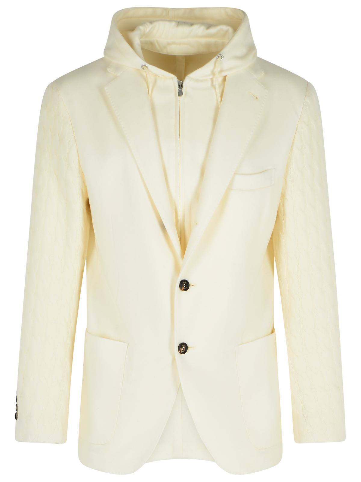 Eleventy Ivory Wool And Cashmere Blazer Men ELEVENTY