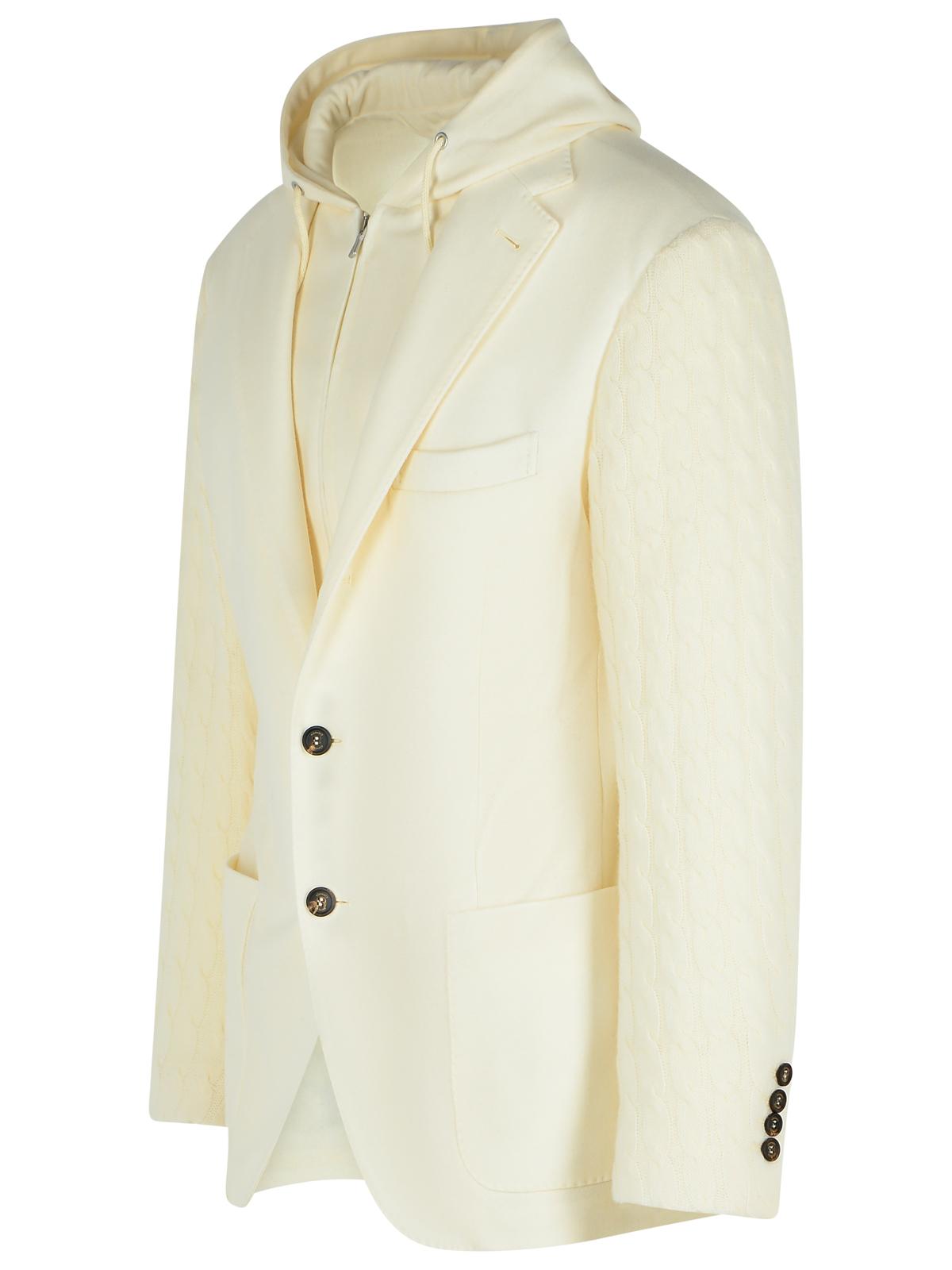 Eleventy Ivory Wool And Cashmere Blazer Men ELEVENTY