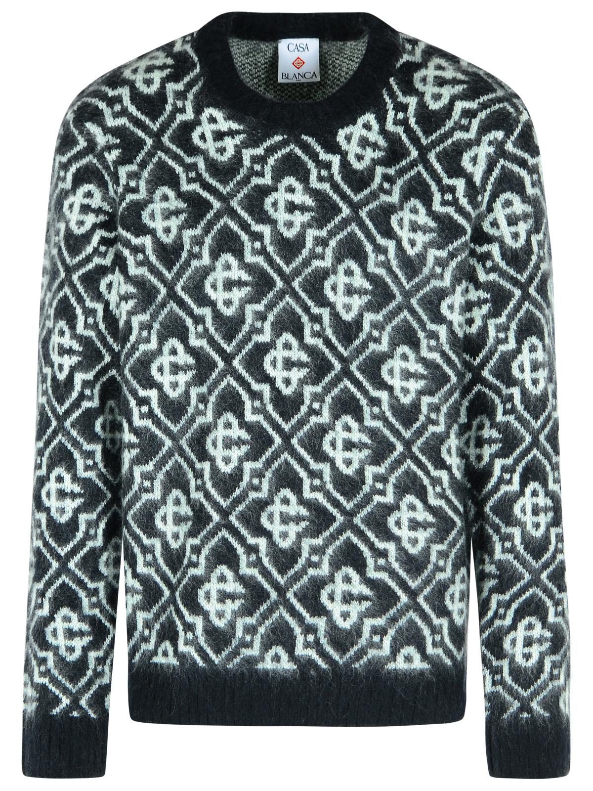 Casablanca Black Mohair Blend Monogrammed Sweater Men CASABLANCA