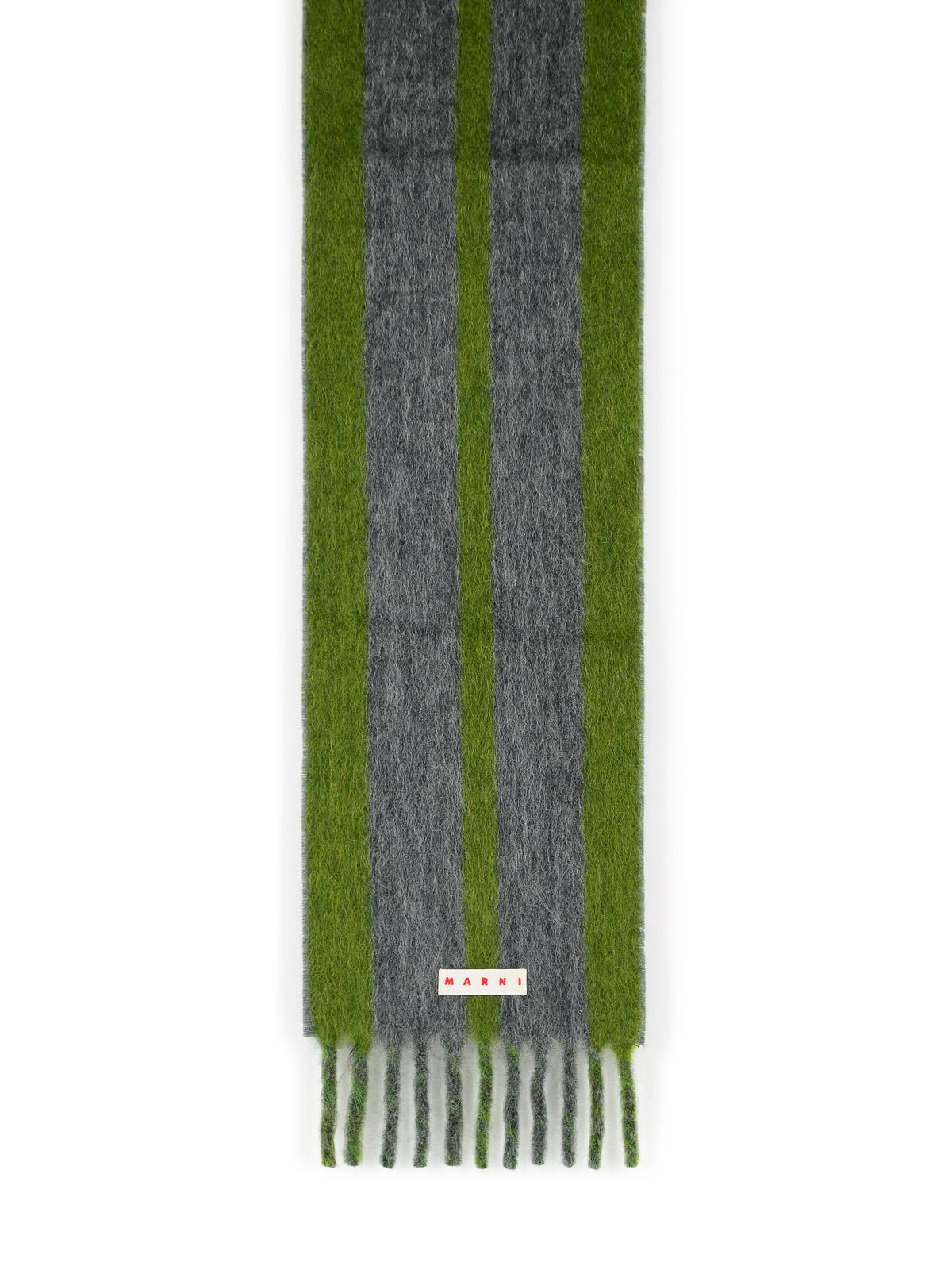Marni Grey Mohair Blend Scarf With Fringes Men MARNI