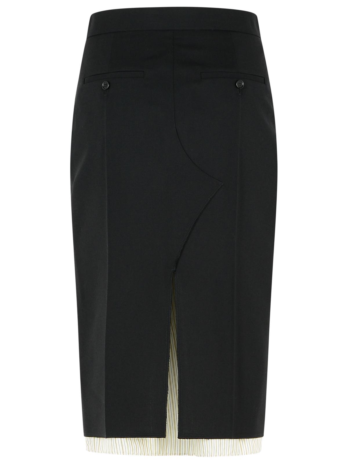 Marni Midi Skirt In Cool Black Virgin Wool With Exposed Lining Women MARNI