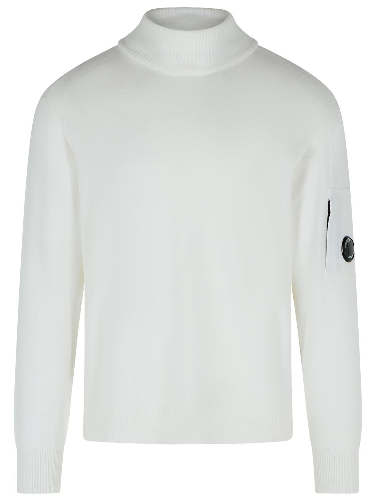 C.P. Company 'Lens' Turtleneck Sweater In White Virgin Wool Blend Men C.P. COMPANY