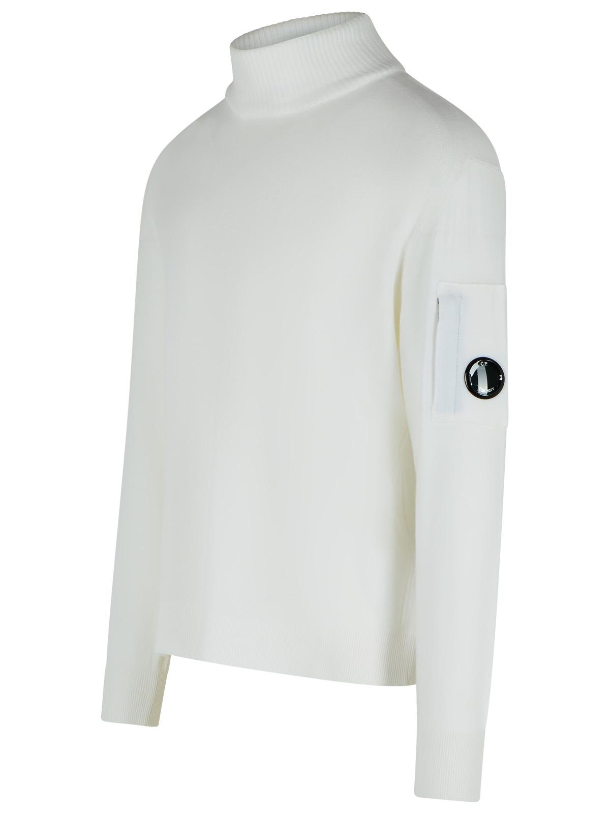 C.P. Company 'Lens' Turtleneck Sweater In White Virgin Wool Blend Men C.P. COMPANY