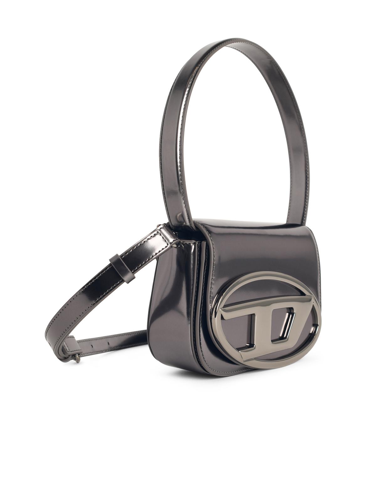 Diesel '1Dr' Grey Mirrored Leather Bag Women DIESEL